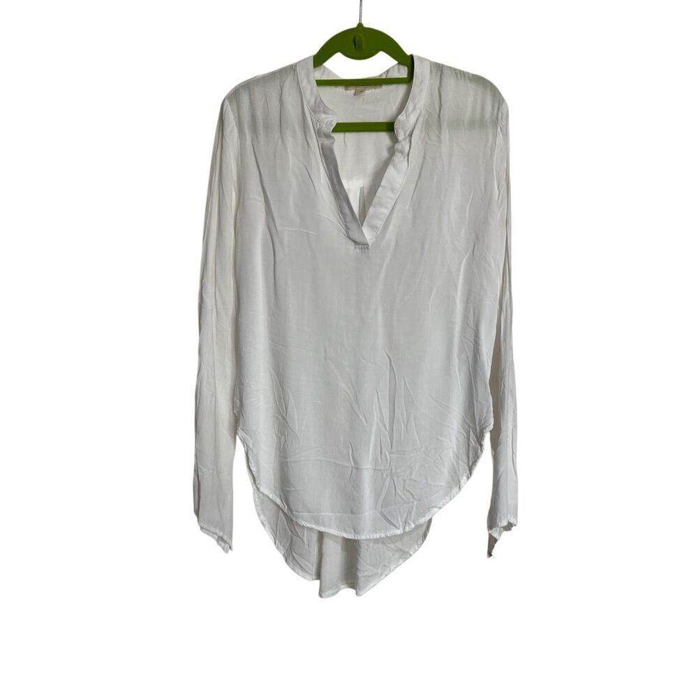 Cloth & Stone by Anthropologie Blouse Womens Small White High Low Bell Sleeve